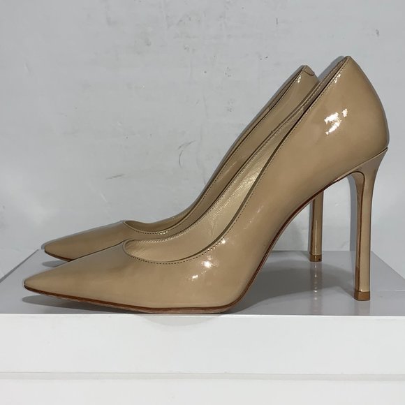 Jimmy Choo Romy Pointy Toe Nude Patent Pump Sz38.5 - Picture 5 of 10